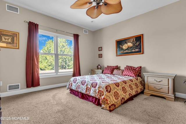 bedroom featuring carpet flooring and ceiling fan