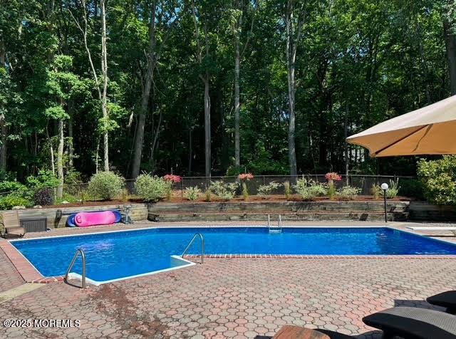 view of swimming pool featuring a patio