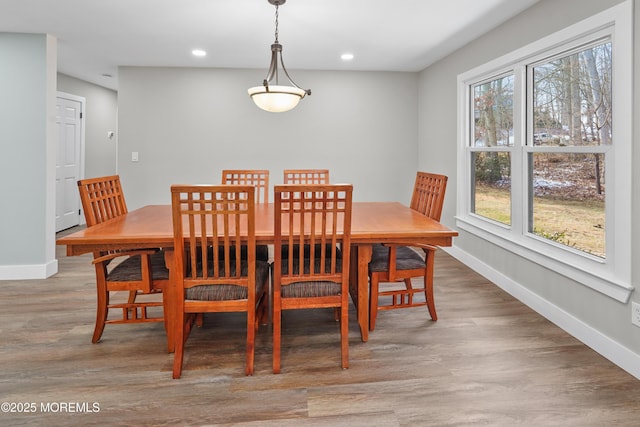 dining space with hardwood / wood-style flooring and a wealth of natural light