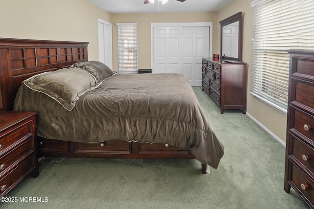 bedroom featuring carpet floors and ceiling fan