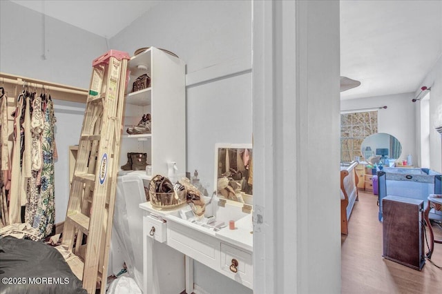 spacious closet featuring light hardwood / wood-style flooring