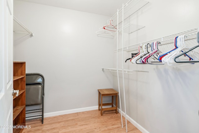 spacious closet featuring hardwood / wood-style flooring