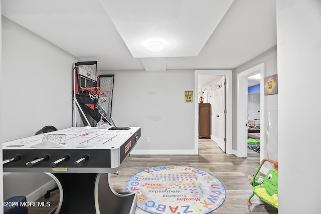 playroom featuring hardwood / wood-style flooring