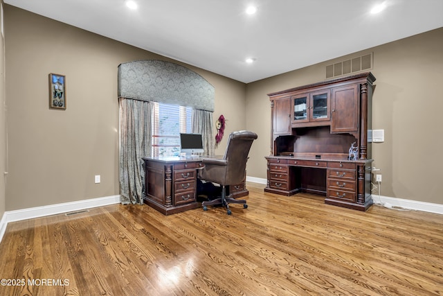 office area featuring light wood-type flooring