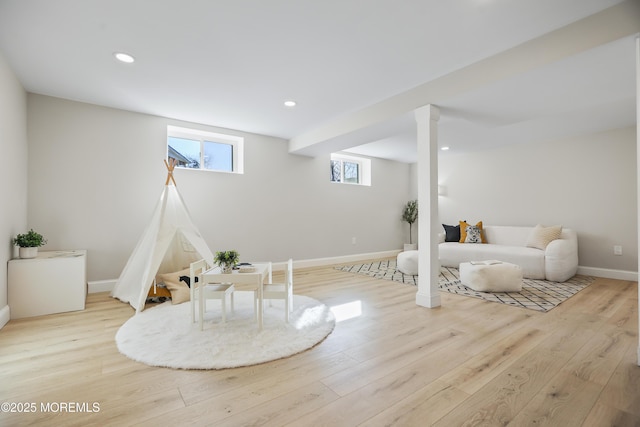 playroom featuring light hardwood / wood-style flooring