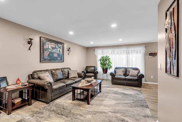 living room featuring light hardwood / wood-style floors