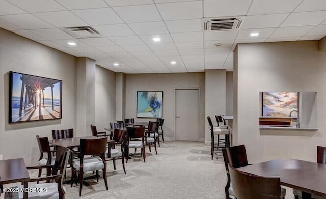 view of carpeted dining room