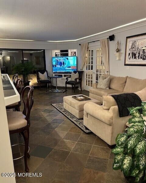 living room with french doors