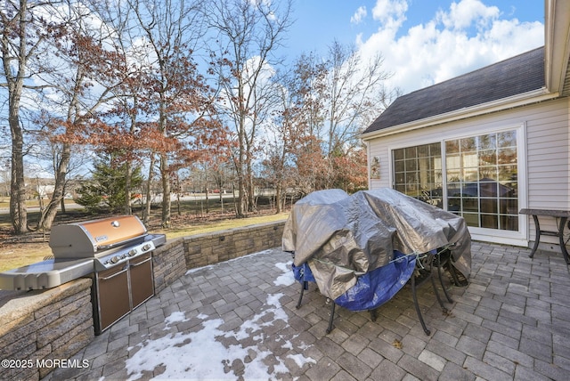 view of patio with an outdoor kitchen