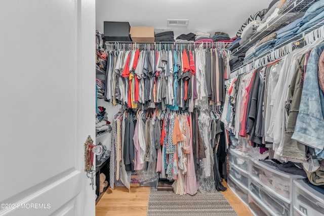 spacious closet with hardwood / wood-style floors