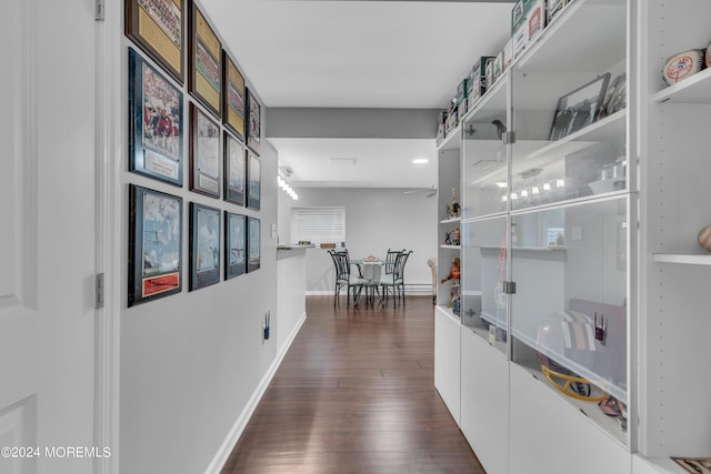 hall featuring dark hardwood / wood-style flooring