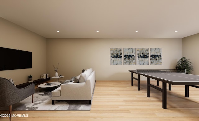 living room featuring light wood-type flooring