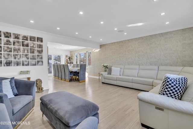 living room featuring light wood-type flooring