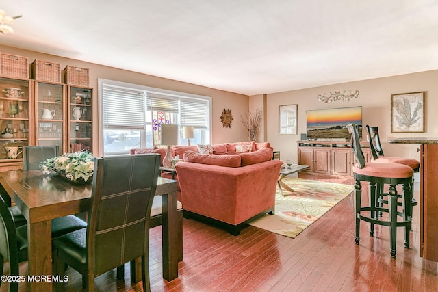 living room with hardwood / wood-style flooring