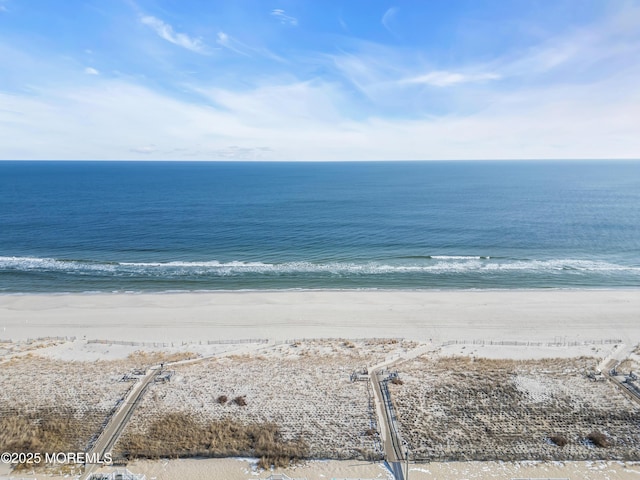 property view of water with a beach view