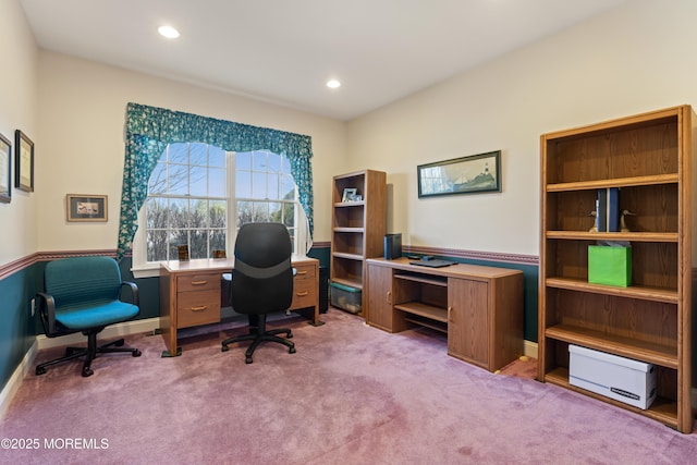 view of carpeted home office