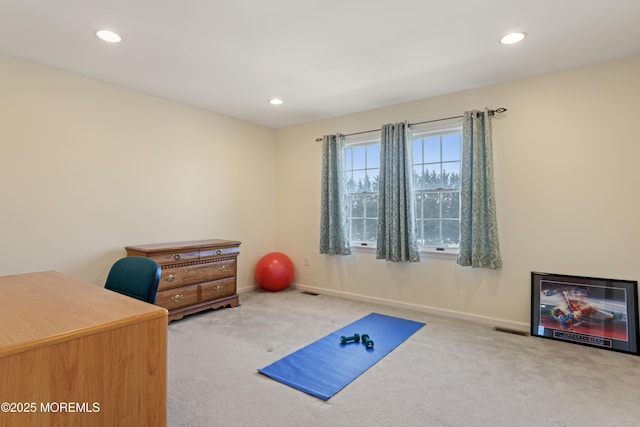 workout area with carpet