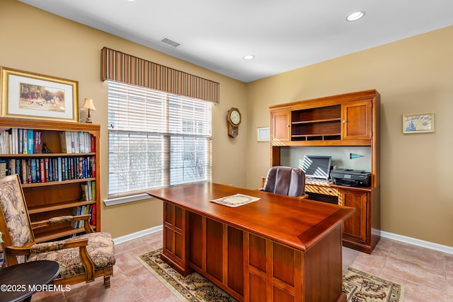 view of tiled office space