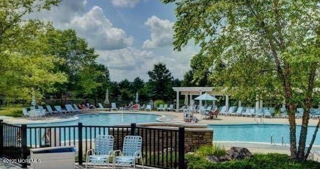 view of swimming pool with a patio