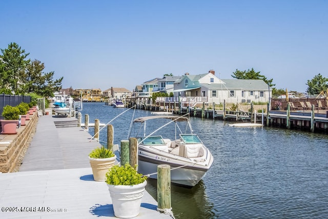 view of dock featuring a water view