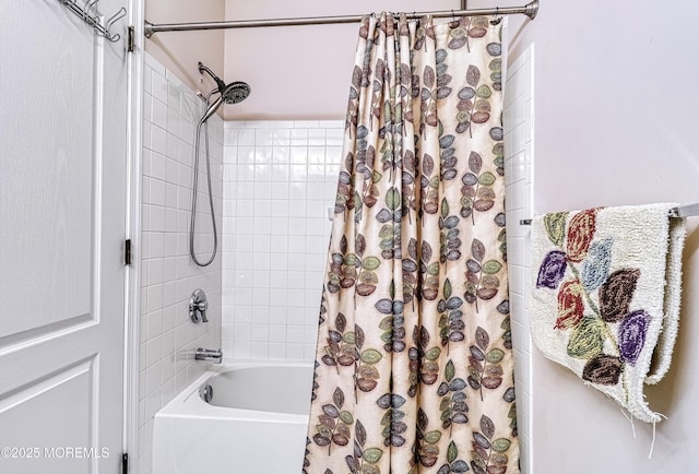 bathroom featuring shower / bath combination with curtain