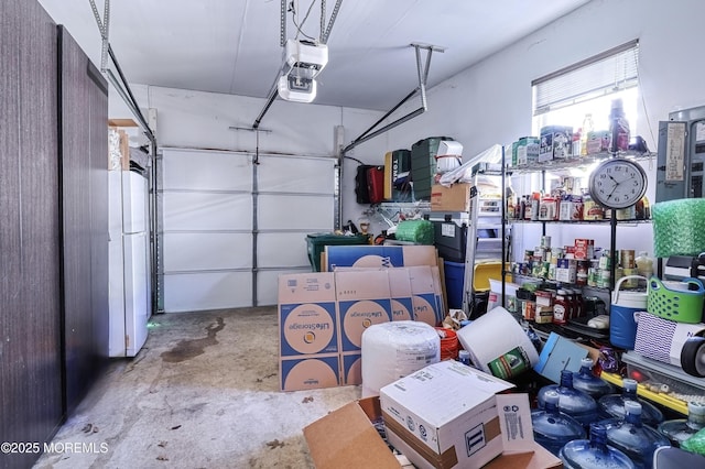 garage with a garage door opener