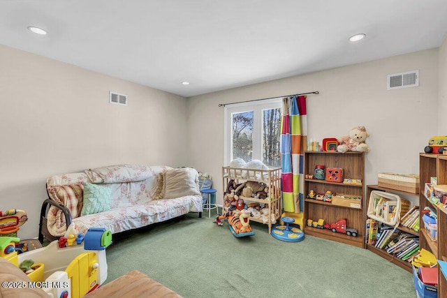 recreation room with carpet floors