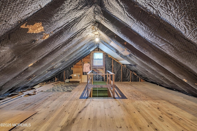 view of unfinished attic