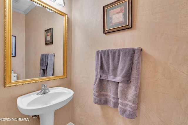 bathroom featuring sink and crown molding