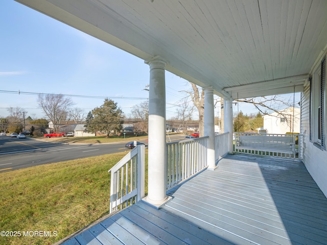 deck with covered porch