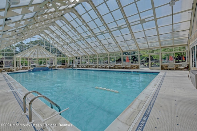 view of pool with a gazebo