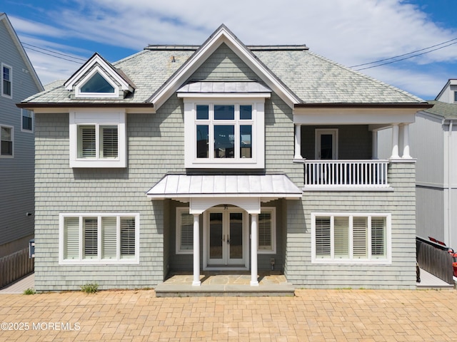 26 N Surf Rd, Lavallette, NJ 08735 - back of house with french doors, a standing seam roof, and metal roof