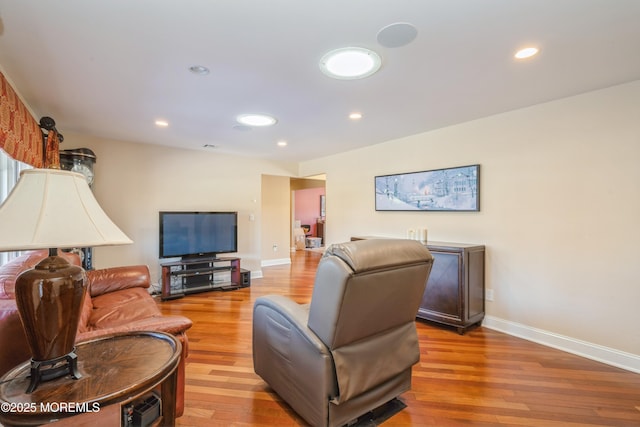 living room featuring light hardwood / wood-style flooring