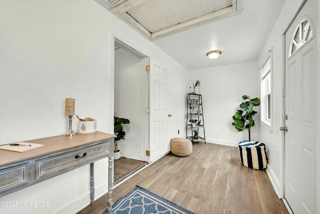 foyer with light hardwood / wood-style floors