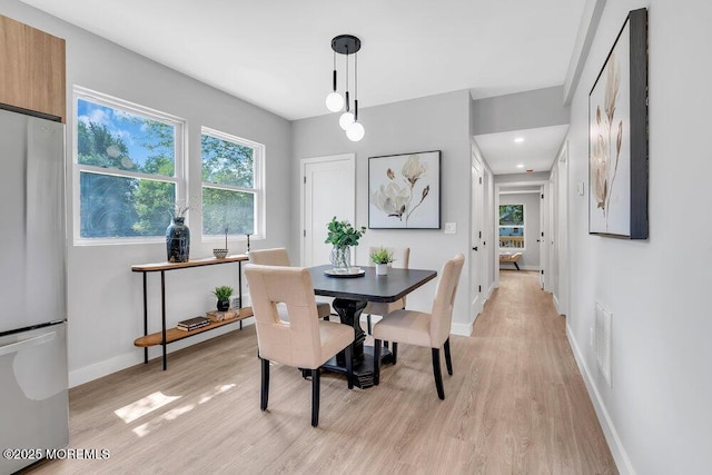 dining room featuring light hardwood / wood-style floors and plenty of natural light