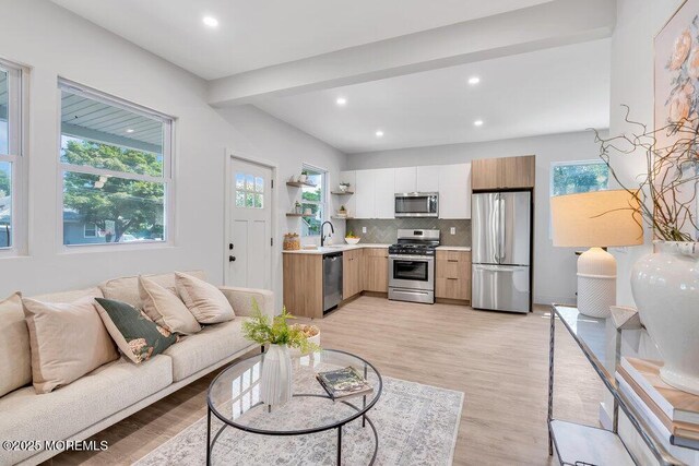 living room featuring light wood-type flooring