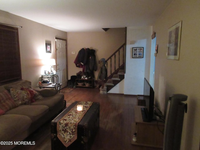 living room with hardwood / wood-style floors