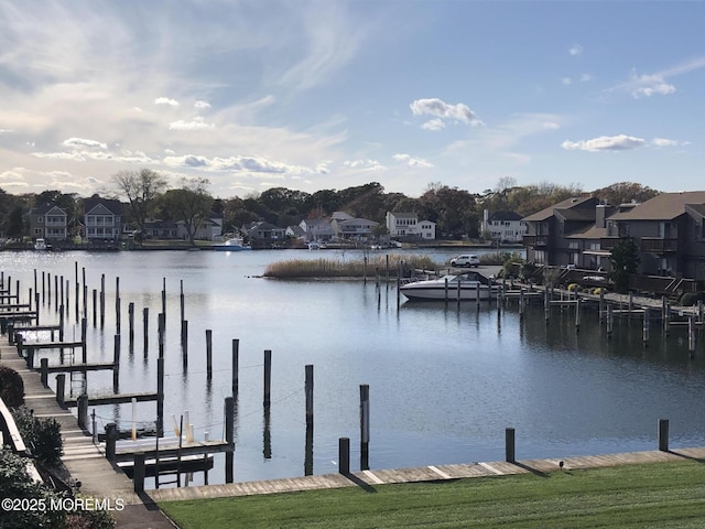 view of dock featuring a water view