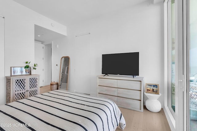 bedroom featuring light hardwood / wood-style flooring