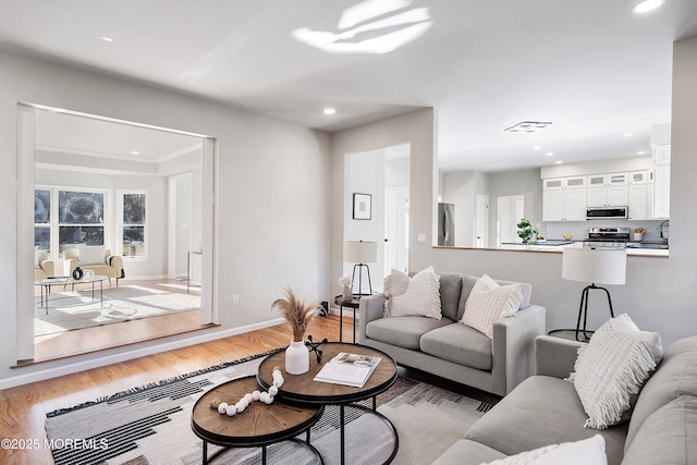 living room with hardwood / wood-style floors