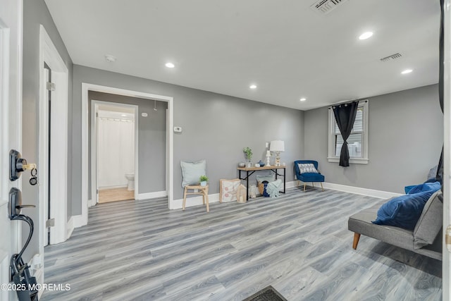 living area featuring light hardwood / wood-style flooring