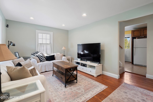 living room featuring light hardwood / wood-style floors