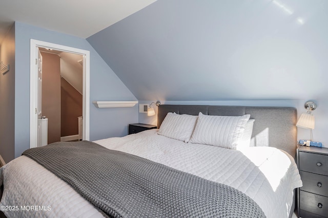 bedroom featuring vaulted ceiling