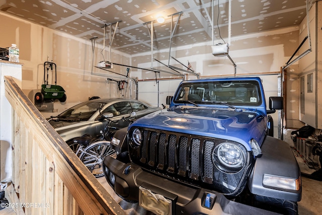 garage with a garage door opener