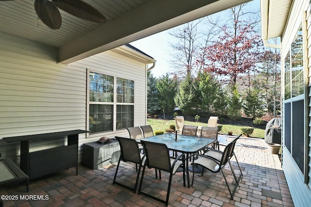 view of patio / terrace featuring ceiling fan