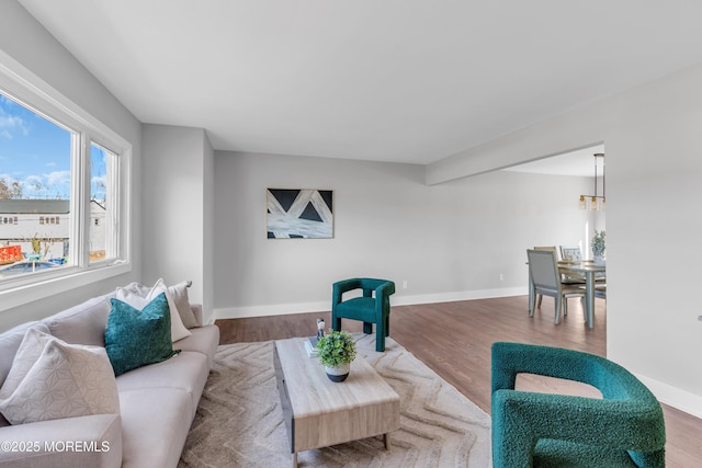 living room featuring wood-type flooring