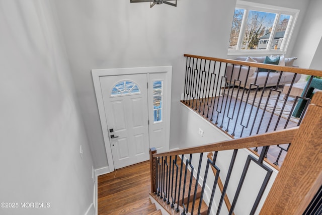 foyer entrance featuring hardwood / wood-style floors