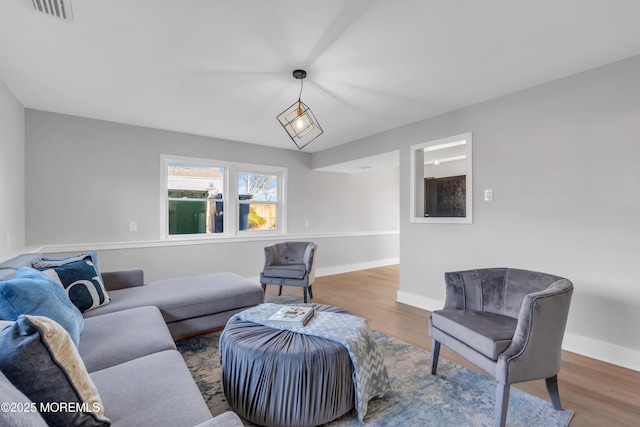 living room with wood-type flooring