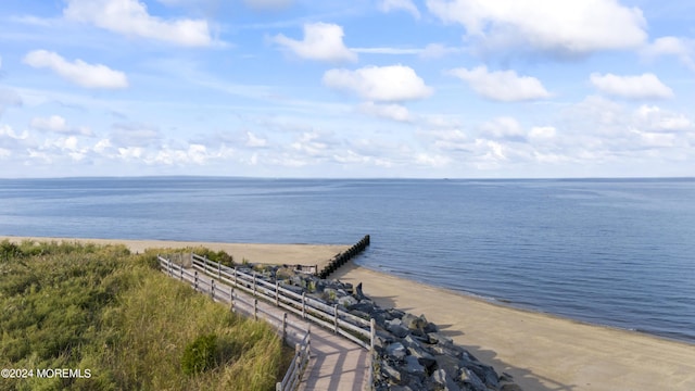 property view of water with a beach view