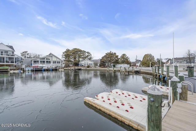 view of dock featuring a water view